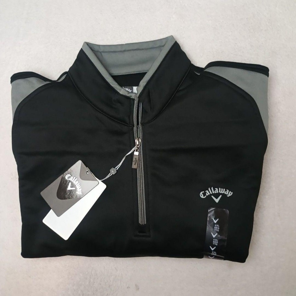 Callaway Shirt Mens 2XL Black Quarter-Zip Mock Neck Thermal Golf Pullover Work